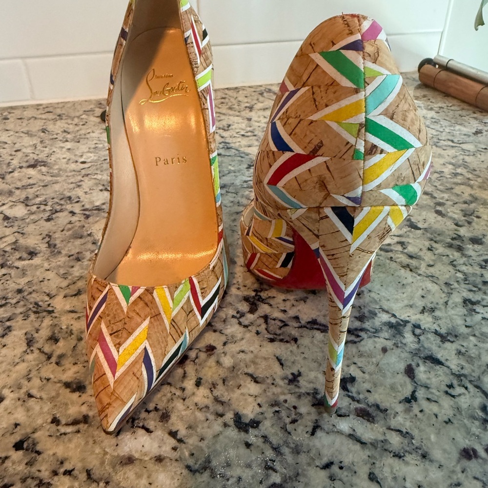 Christian Louboutin So Kate Chevron Cork Heels